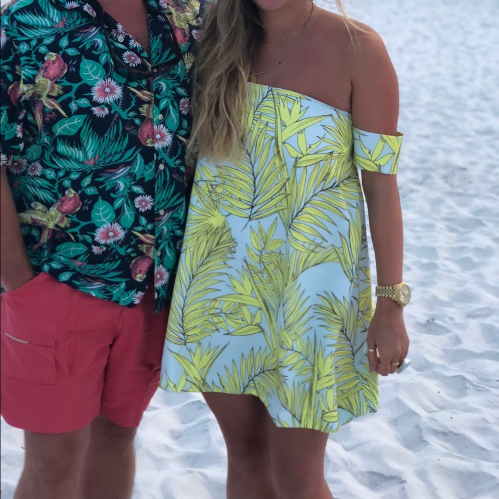 floral palm cocktail dress